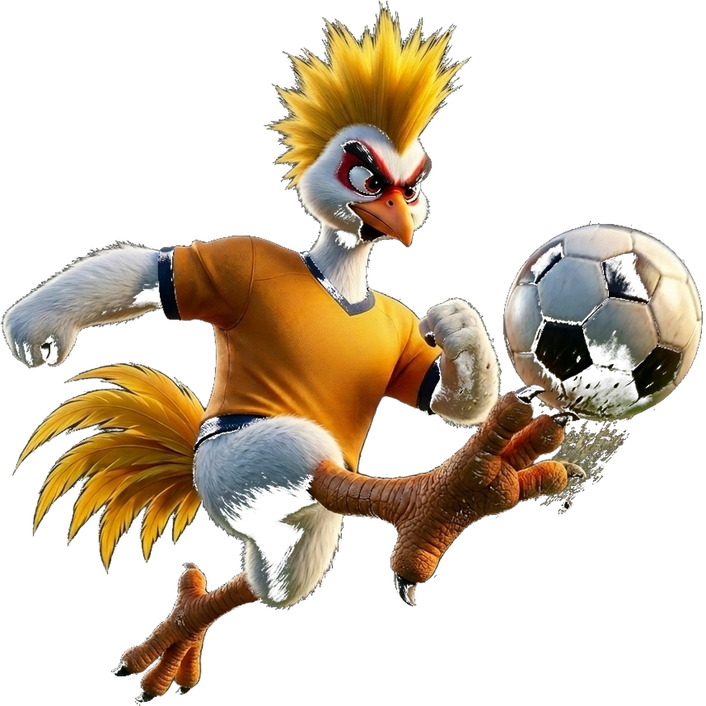 Crane mascot playing football